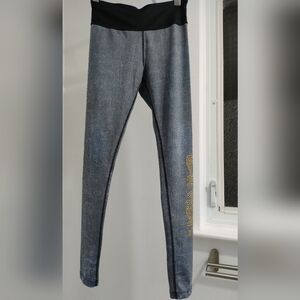 Zumba fitness wear rhinestone leggings small blue jeans look